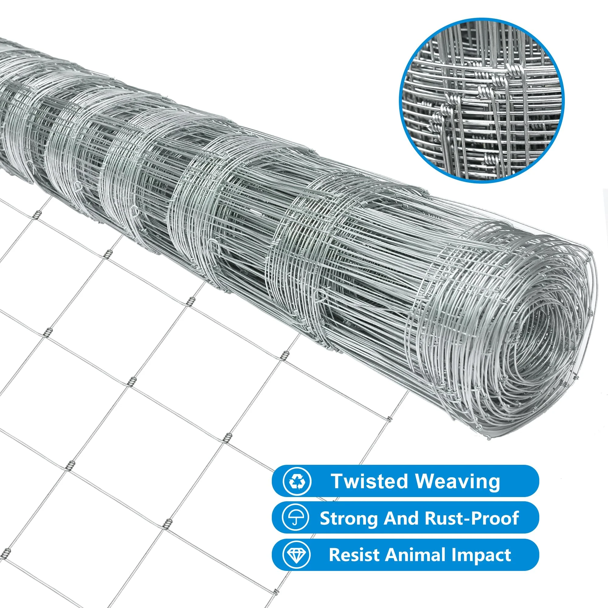 YESON Farm Fence 4ft. x 164ft Galvanized Field Wire Fencing