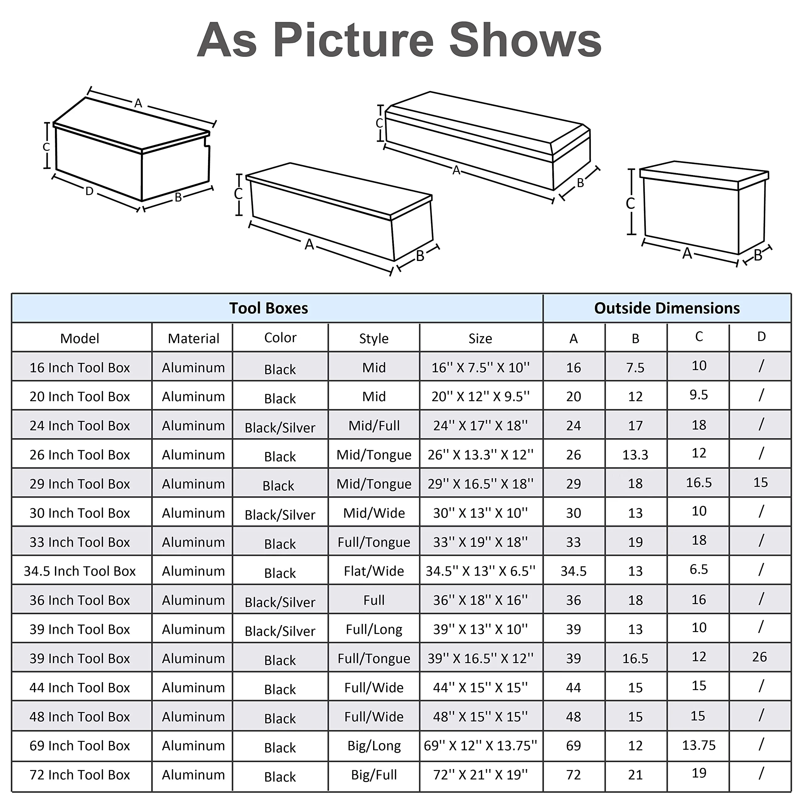 FGJQEFG 39 Inch Aluminum Heavy Duty Truck Bed Tool Box