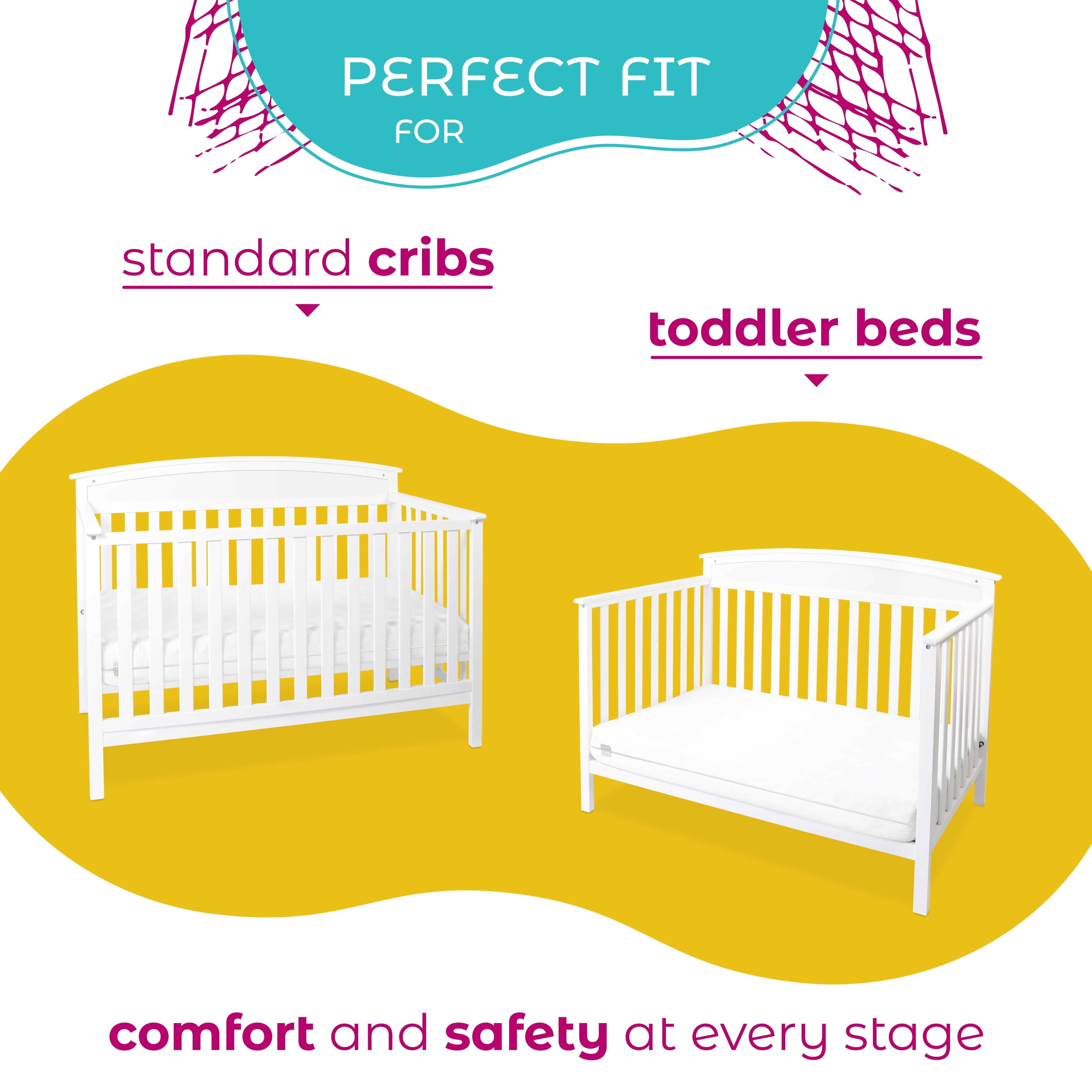 Premium Memory Foam Hypoallergenic Infant Crib Mattress and Toddler Bed Mattress with Waterproof Bamboo Cover. Flip Dual Stage System - 27.5x 52 x 5.5