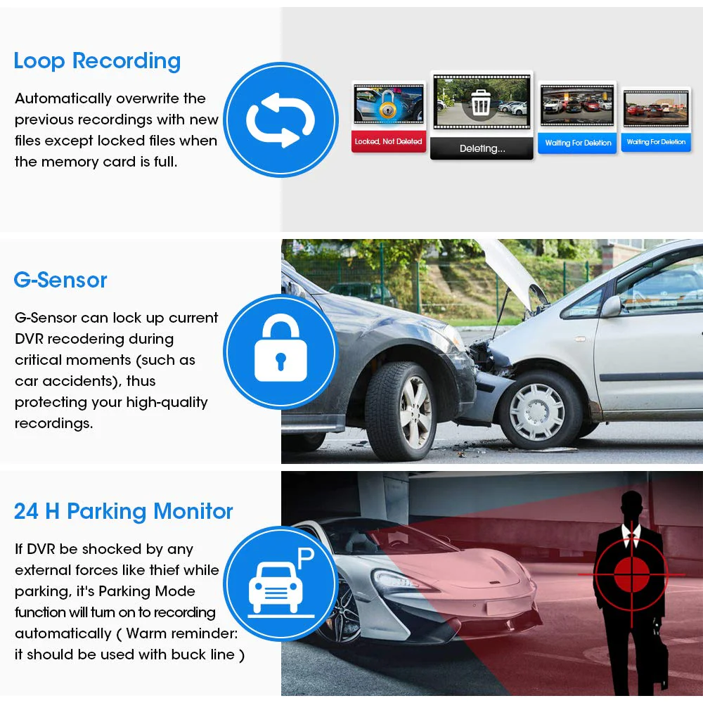 Jansite 10'' Full HD Touch Screen Rear View Mirror Dash Cam