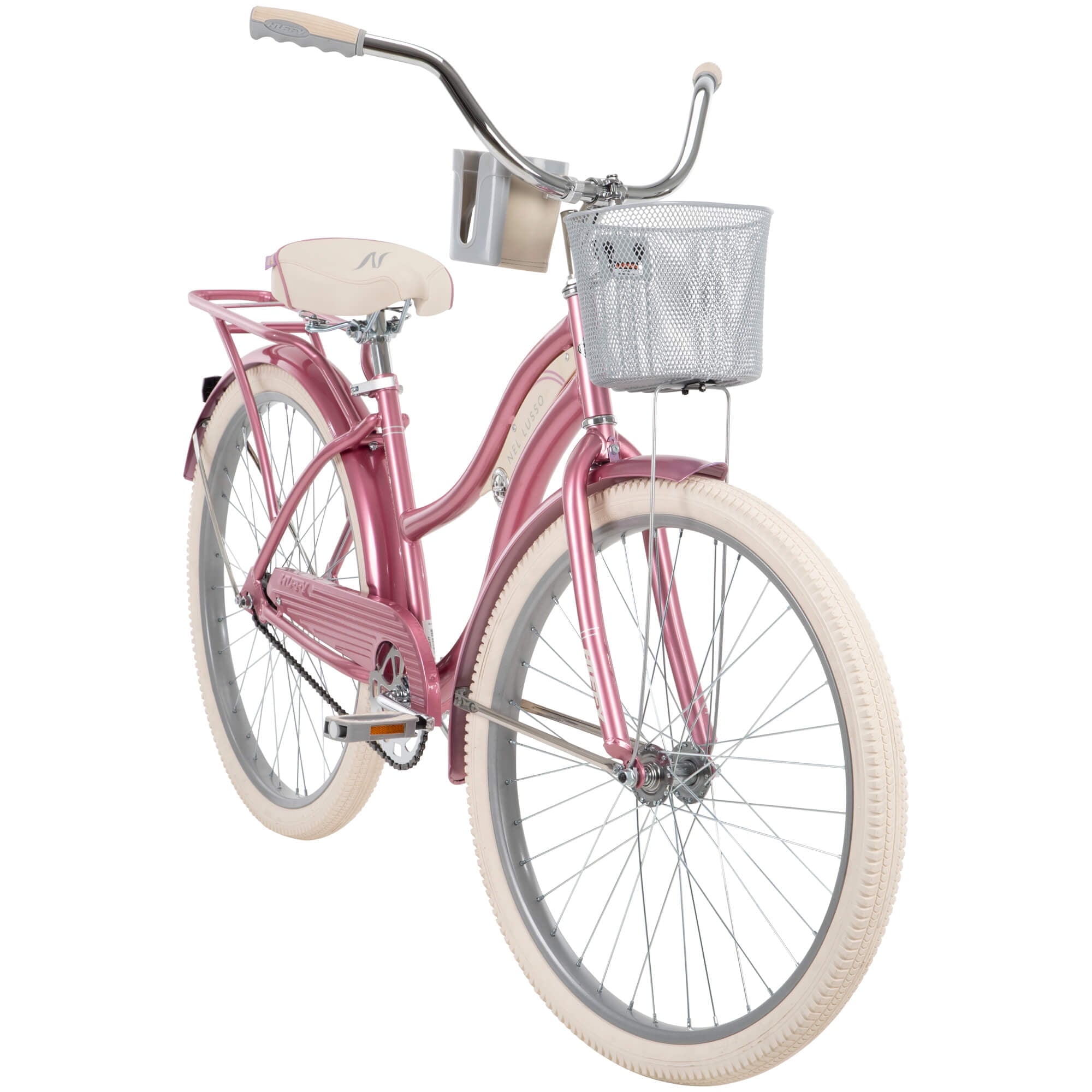 26 In. Nel Lusso Women's Beach Cruiser Bike. Pink Taffeta
