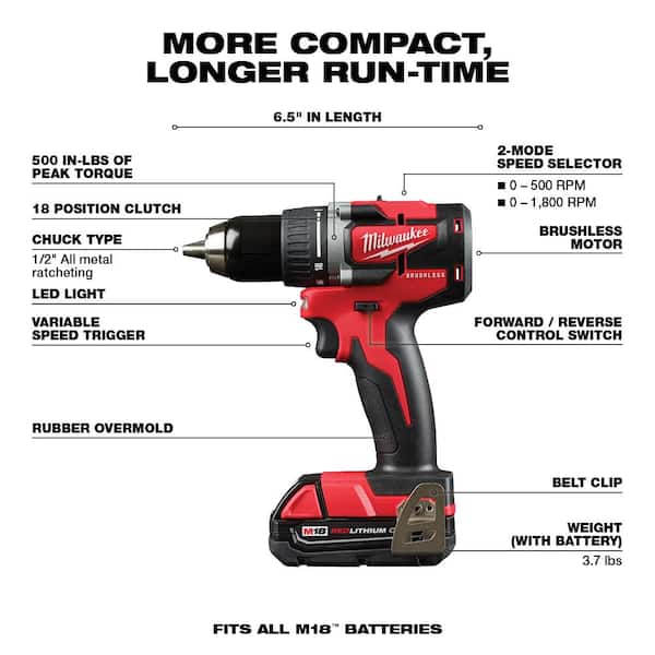M18 18V Lithium-Ion Brushless Cordless Compact Drill/Impact Combo Kit (2-Tool) W/ Oscillating Mult-Tool