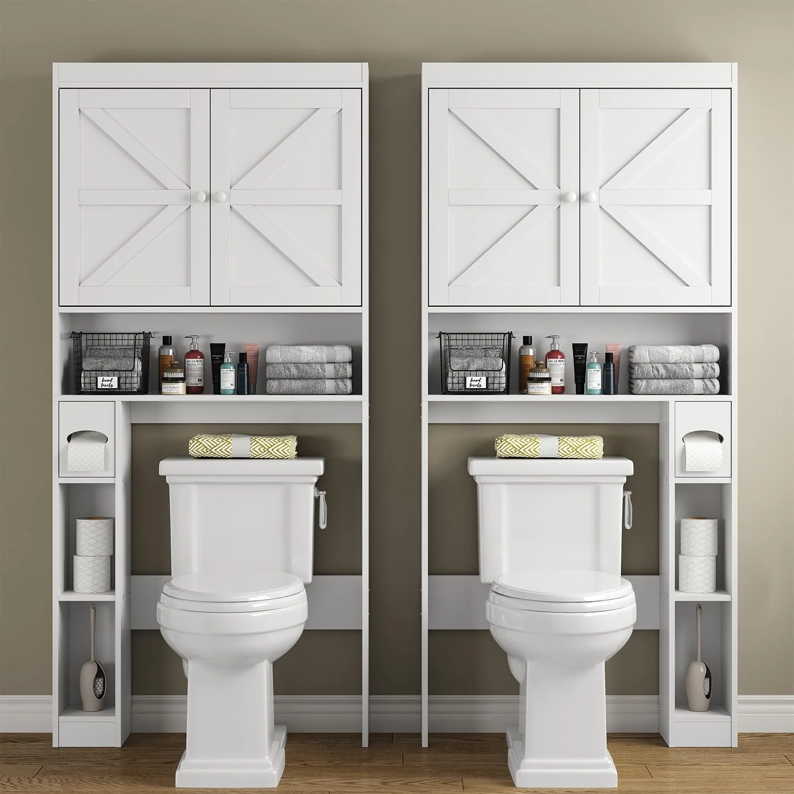 furomate Over The Toilet Storage Cabinet with Shelves and Doors