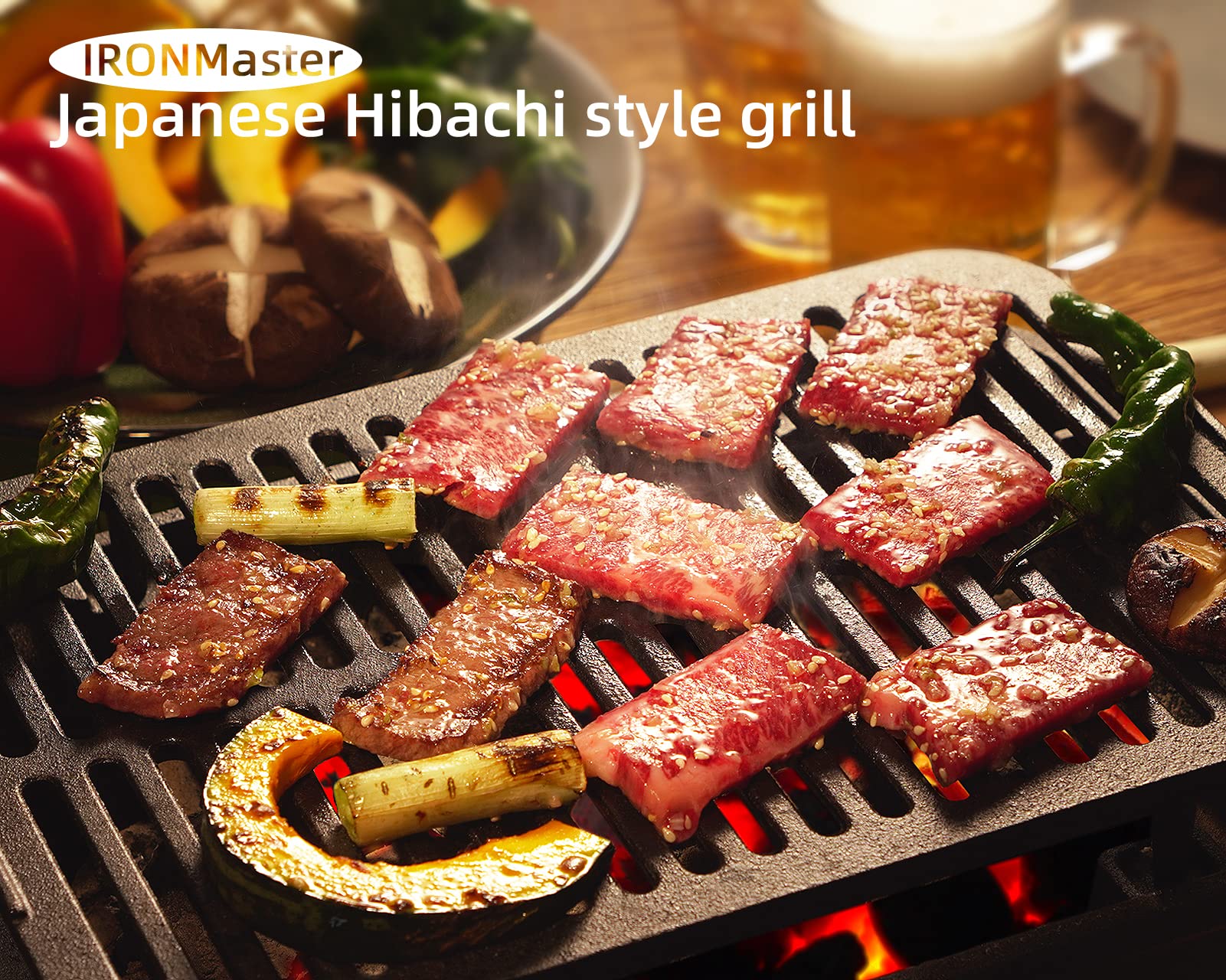 IronMaster Hibachi Grill Outdoor. Small Portable Charcoal Grill