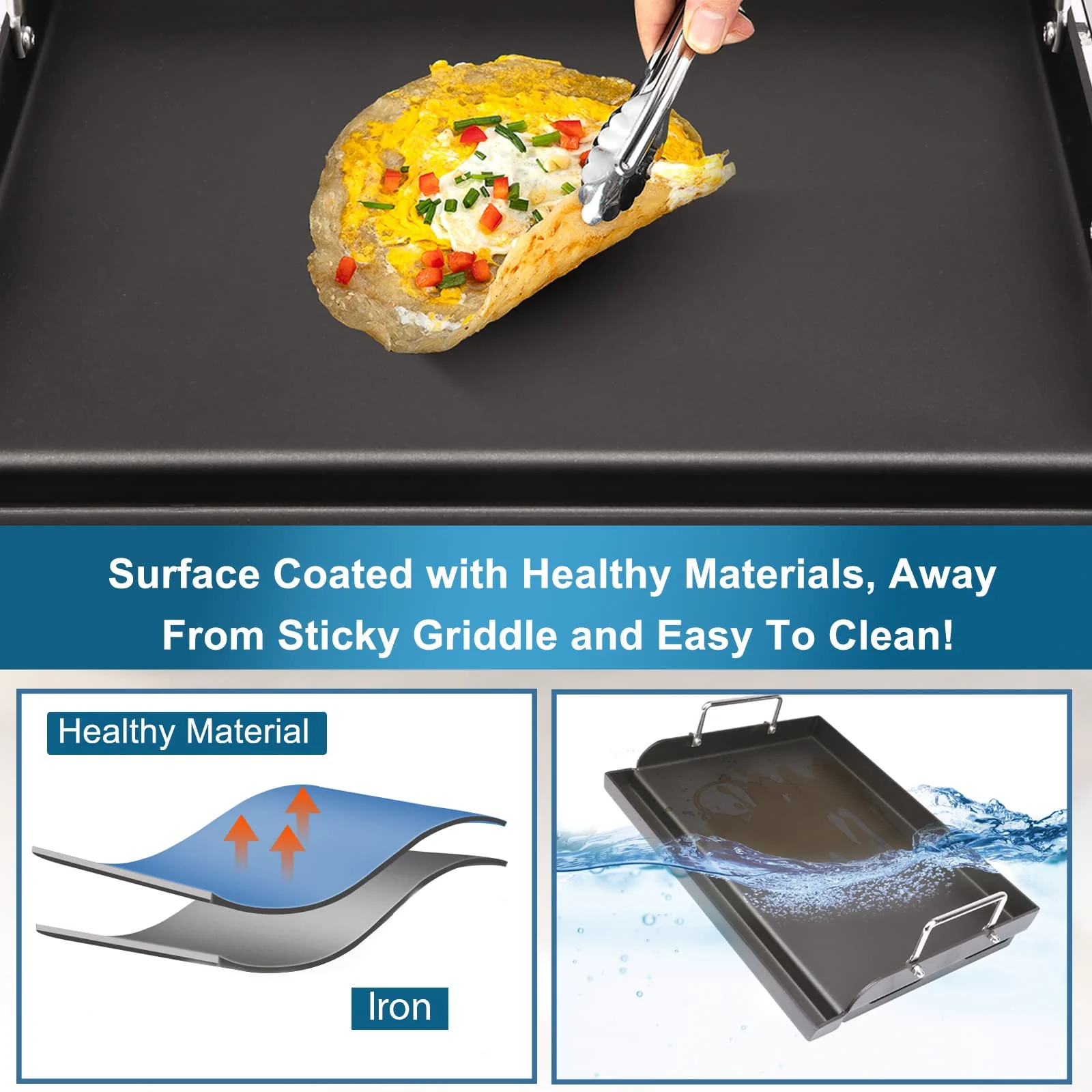 Utheer 25 x 16 Nonstick Coating Cooking Griddle for Gas Grill