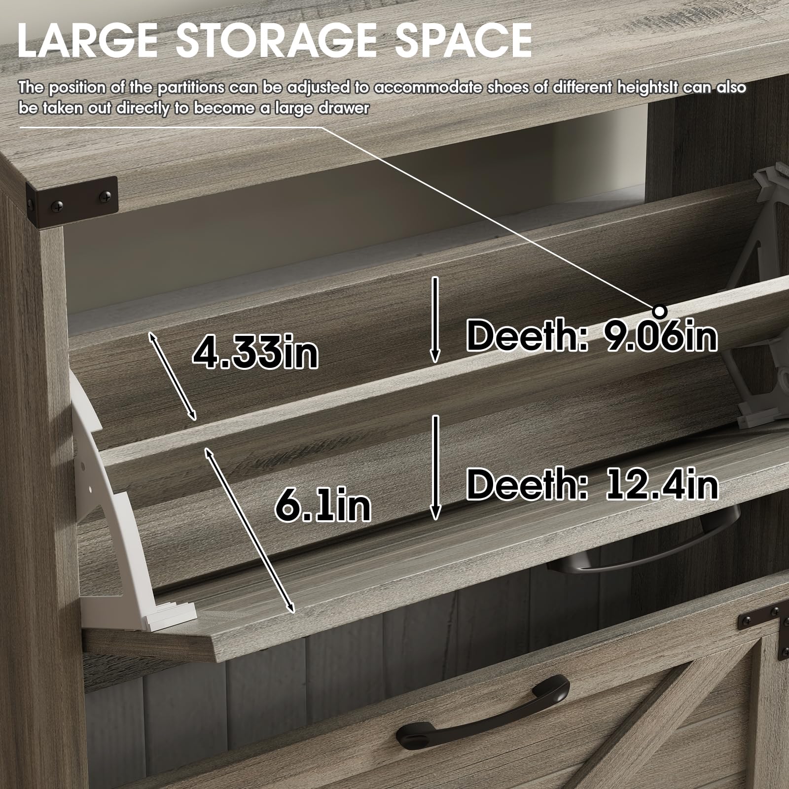 Maupvit 24 W Farmhouse Shoe Cabinet Storage for Entryway