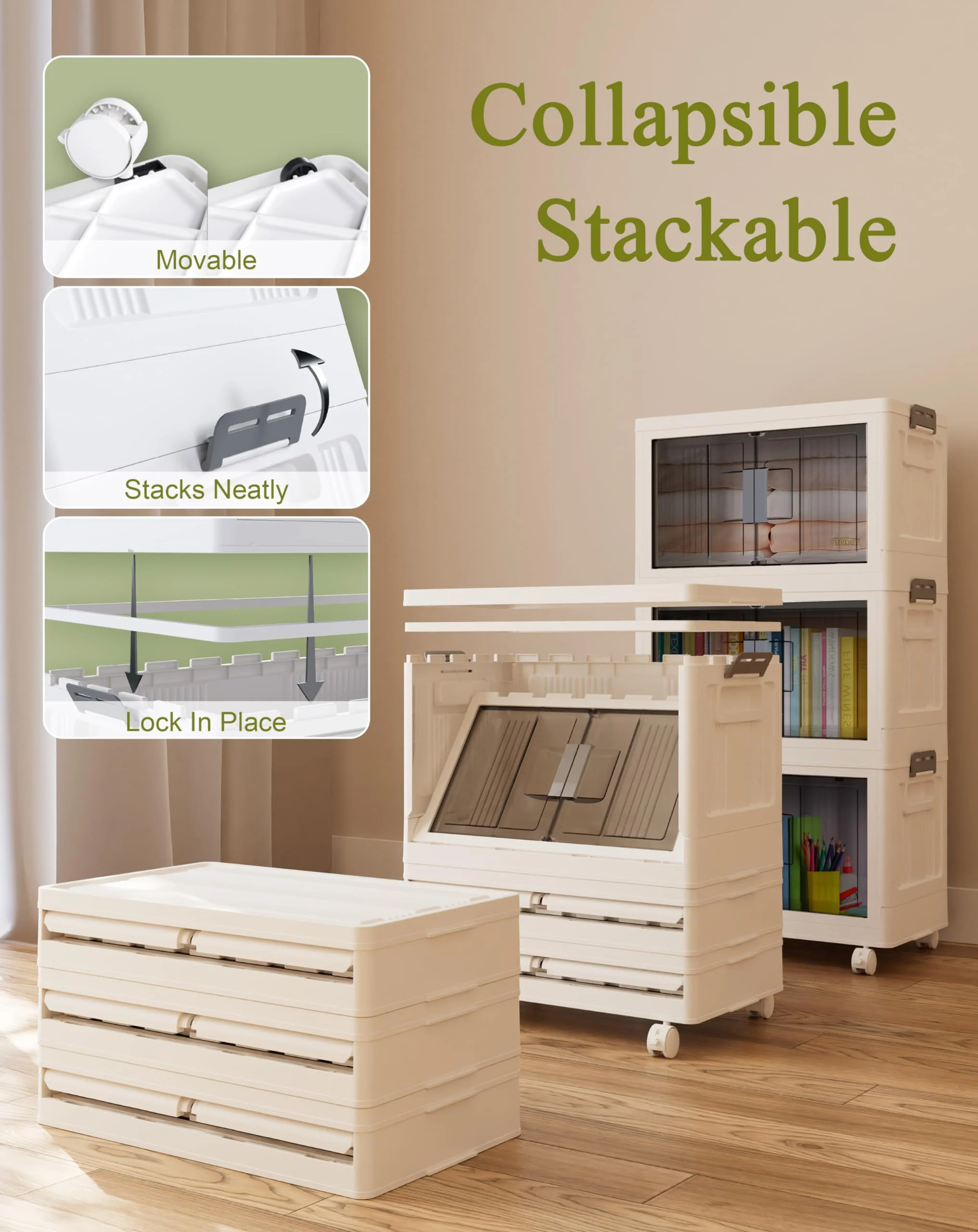 OlarHike 3 Pack 48QT Collapsible Storage Bins with Lids