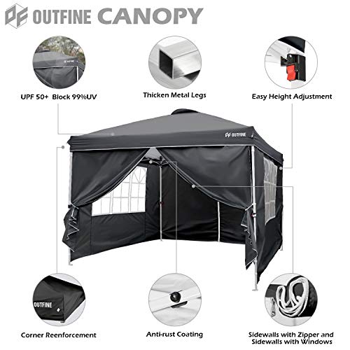 10'x10' Pop Up Commercial Instant Gazebo Tent. Fully Waterproof. Outdoor Party Canopies with 4 Removable Sidewalls