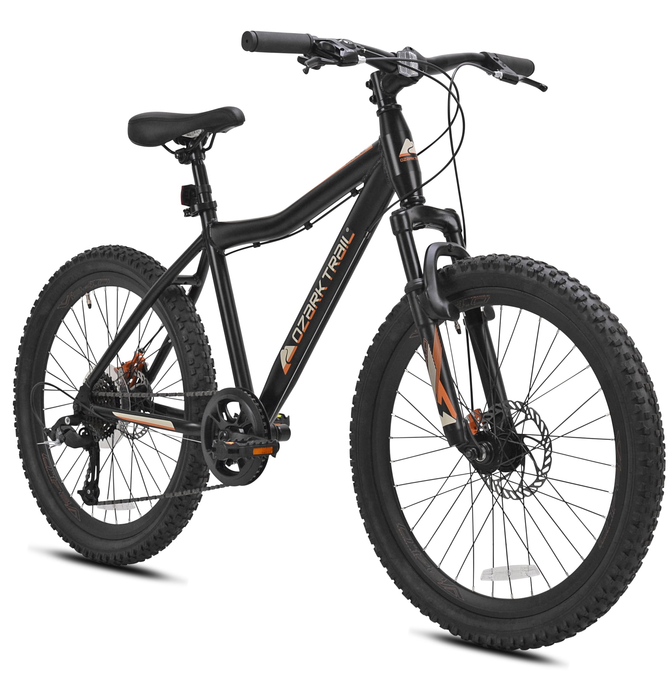 Trail 24 in. Youth Glide Aluminum Mountain Bicycle. 8 Speeds. Front Suspension. Black