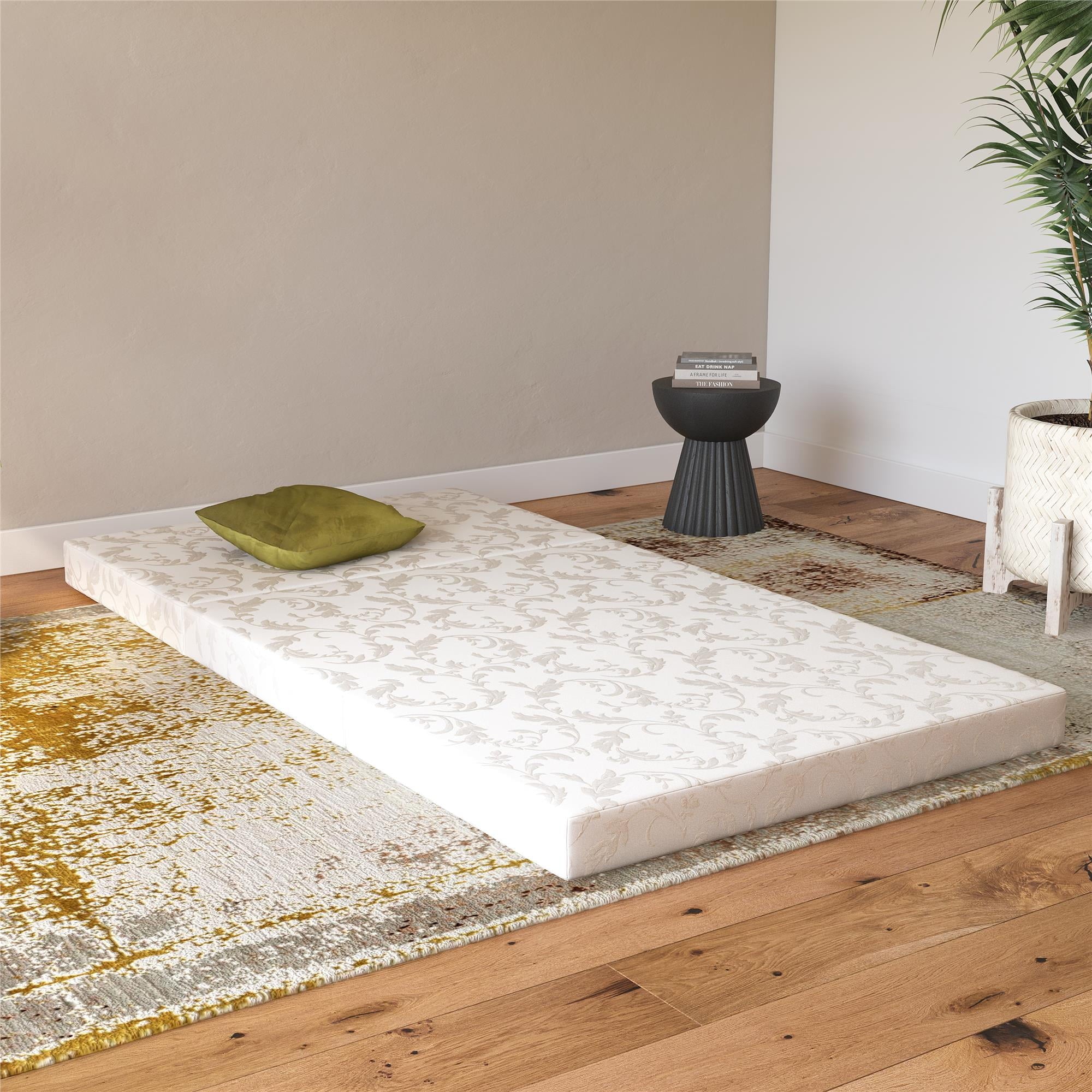 Aries 4-Inch Tri Folding Mattress with Carry Bag and Washable Cover. Twin Size