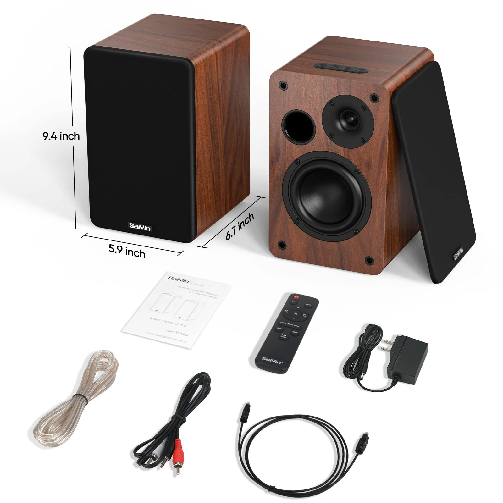 Saiyin Bluetooth Bookshelf Speakers. 40W X 2 Powered TV Speakers