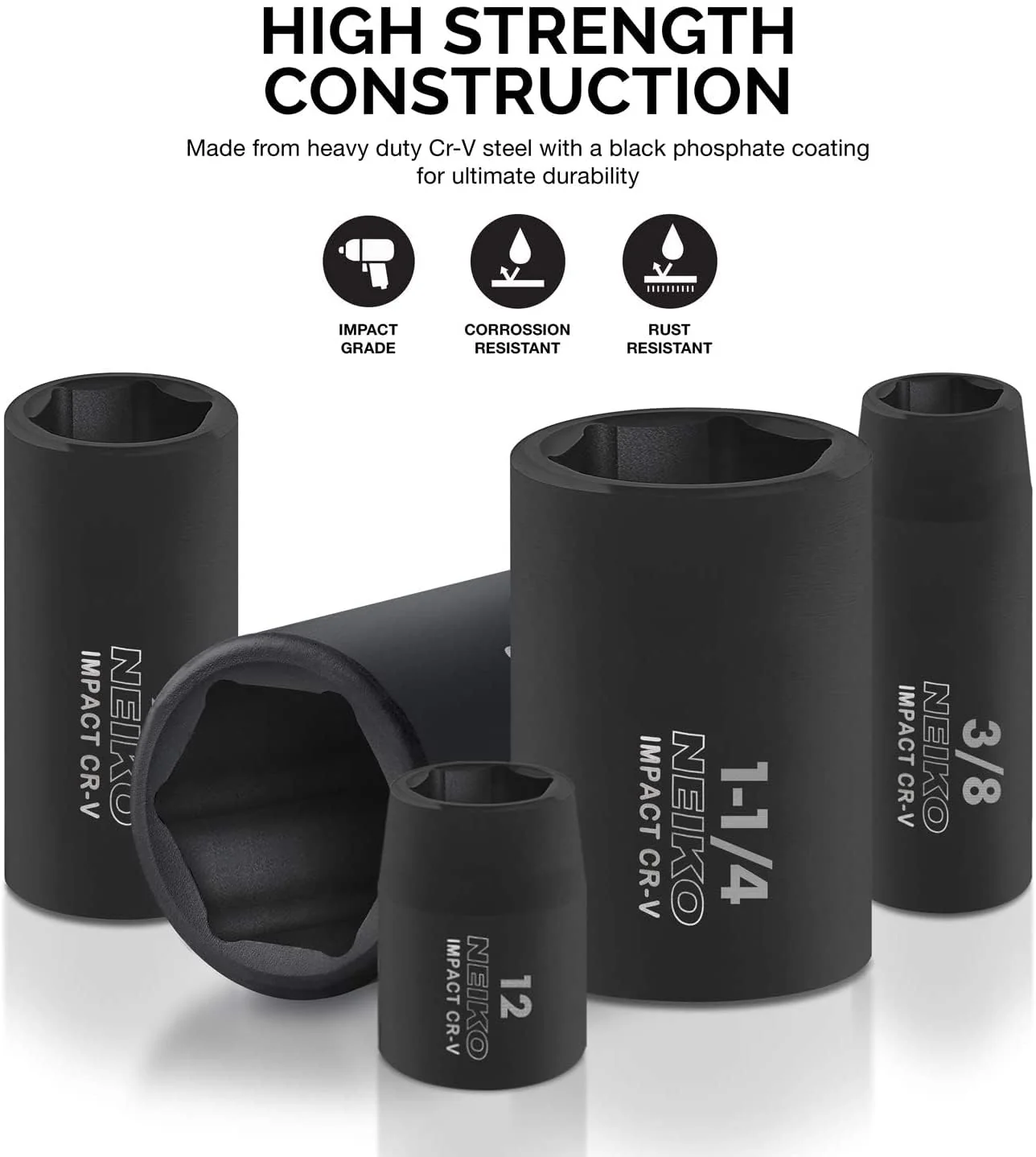 NEIKO 1/2 Drive Master Impact Socket Set. 65 Piece