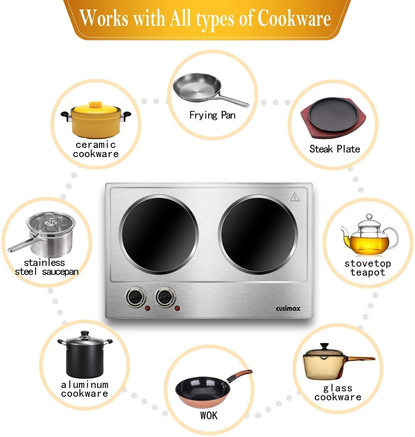 CUSIMAX 1800W Ceramic Electric Hot Plate for Cooking