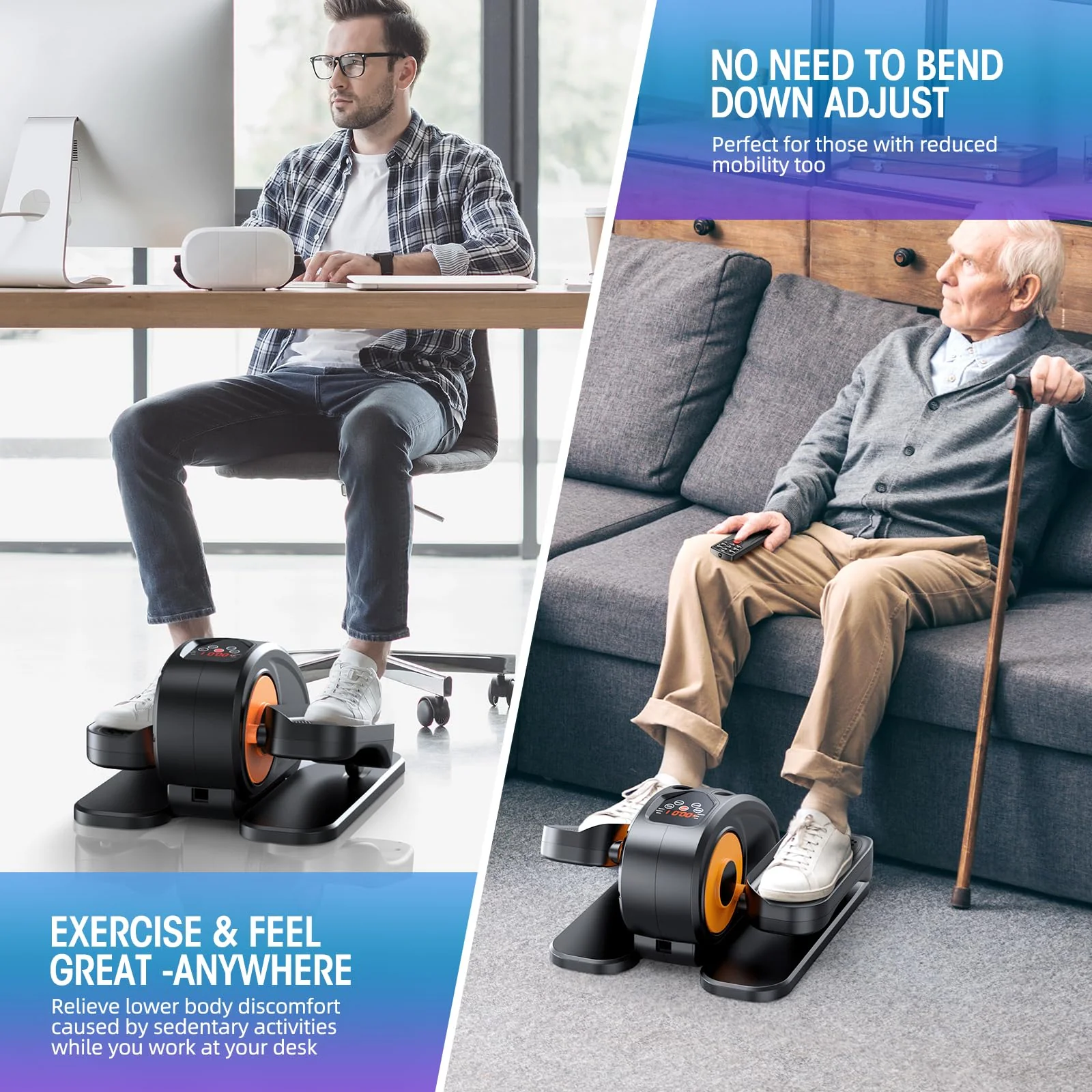 GUGTTR Under Desk Elliptical Machine with Remote Control