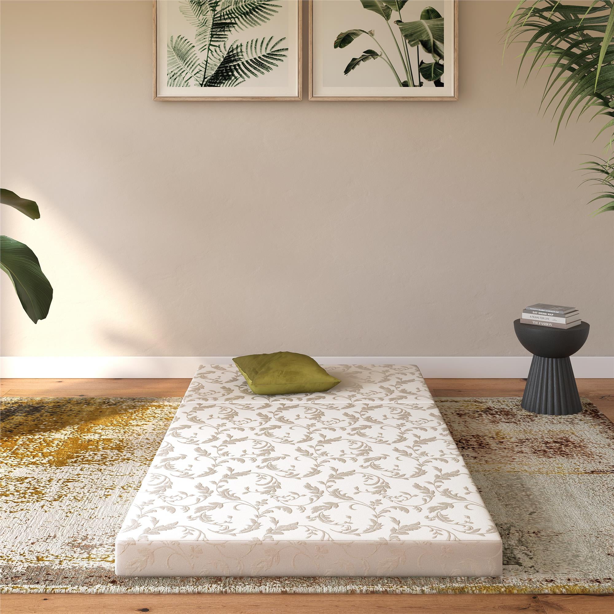 Aries 4-Inch Tri Folding Mattress with Carry Bag and Washable Cover. Twin Size