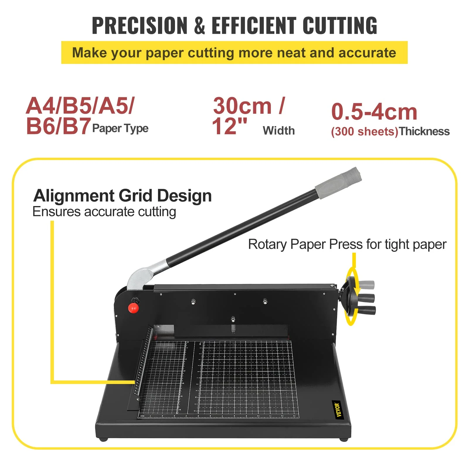 VEVOR 12 Guillotine Paper Cutter for A4 400 Sheets