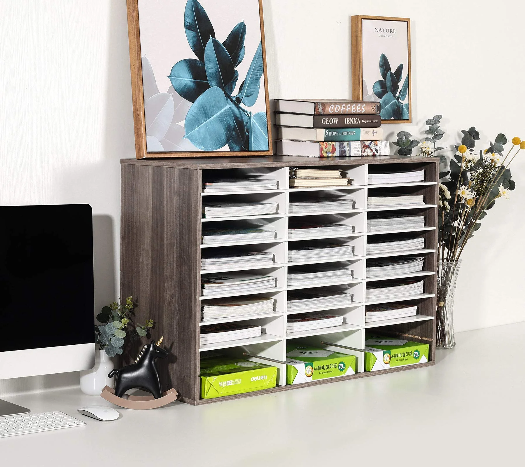 TQVAI Wood Adjustable Literature Organizer