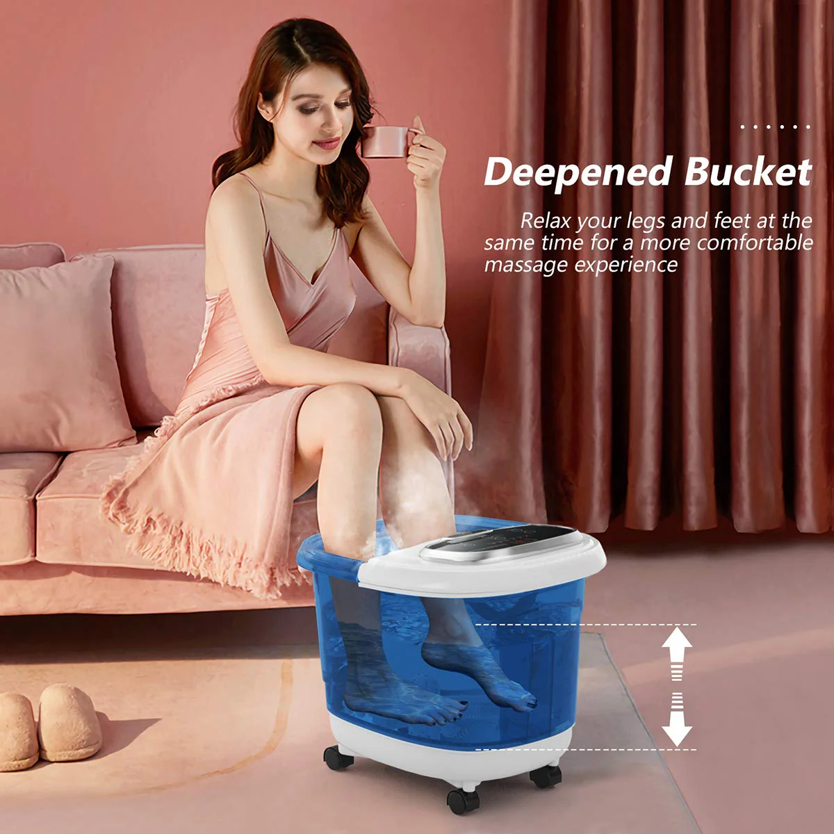 Giantex Foot Spa Bath Massager with Heat. Adjustable Water Shower