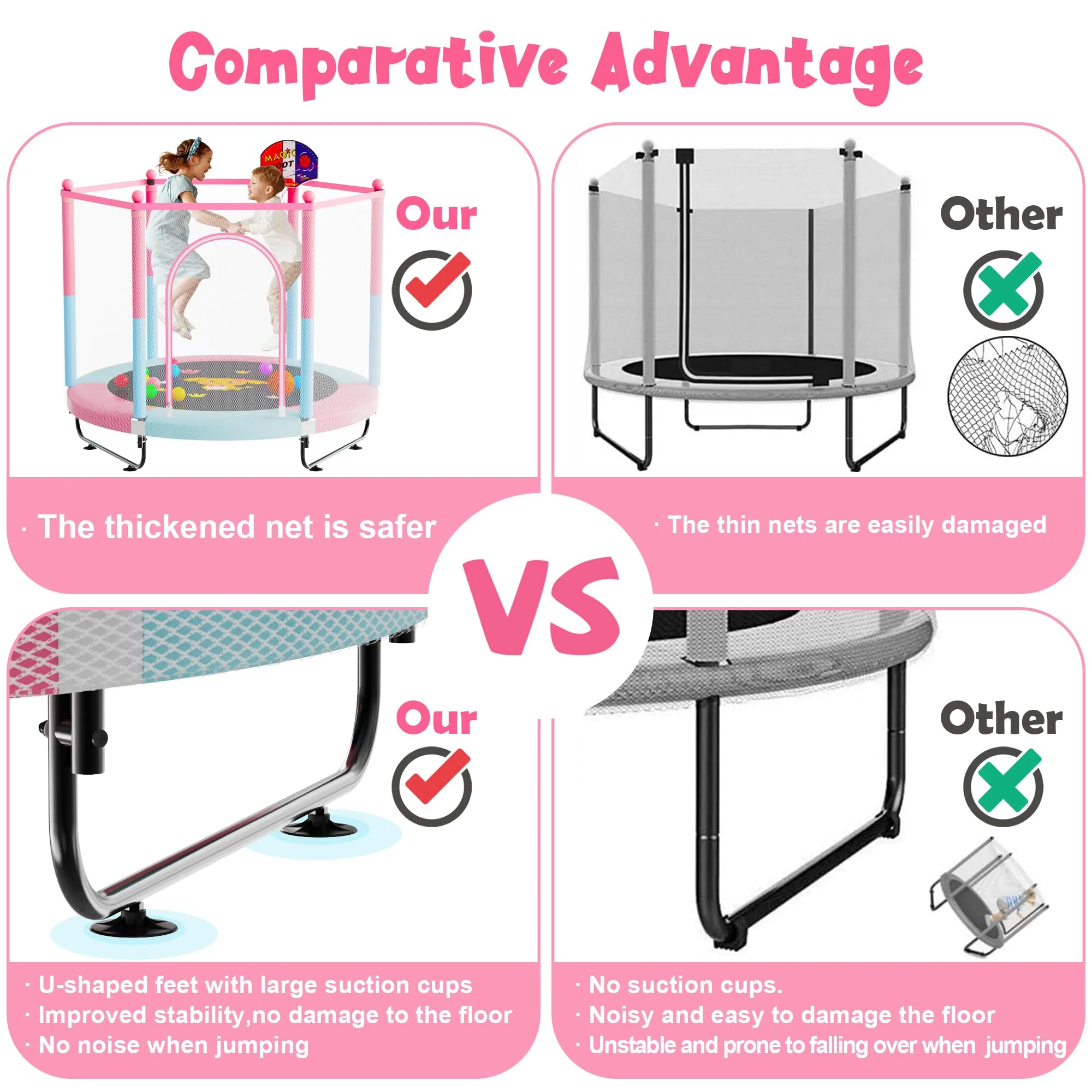 VGMiu 60 Trampoline for Kids. 5 FT Toddler Baby Trampoline