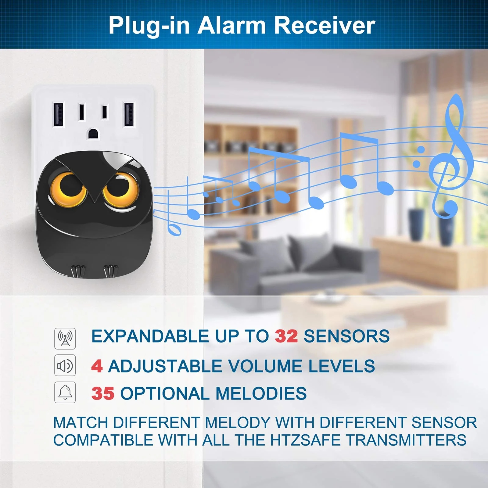 HTZSAFE 1/2 Mile Long Range Wireless Driveway Alarm