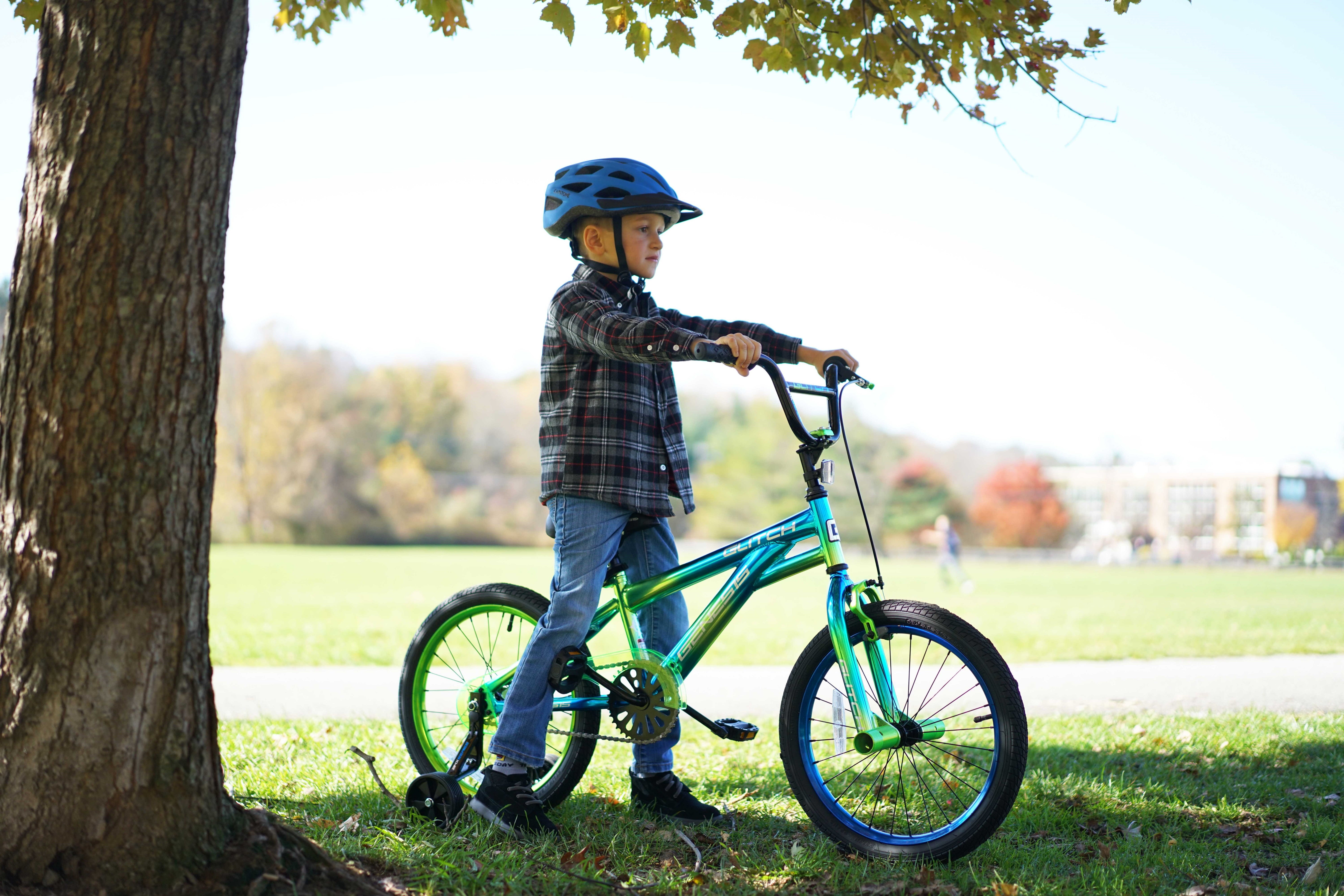18 Glitch Boy's BMX Bike. Blue/Green