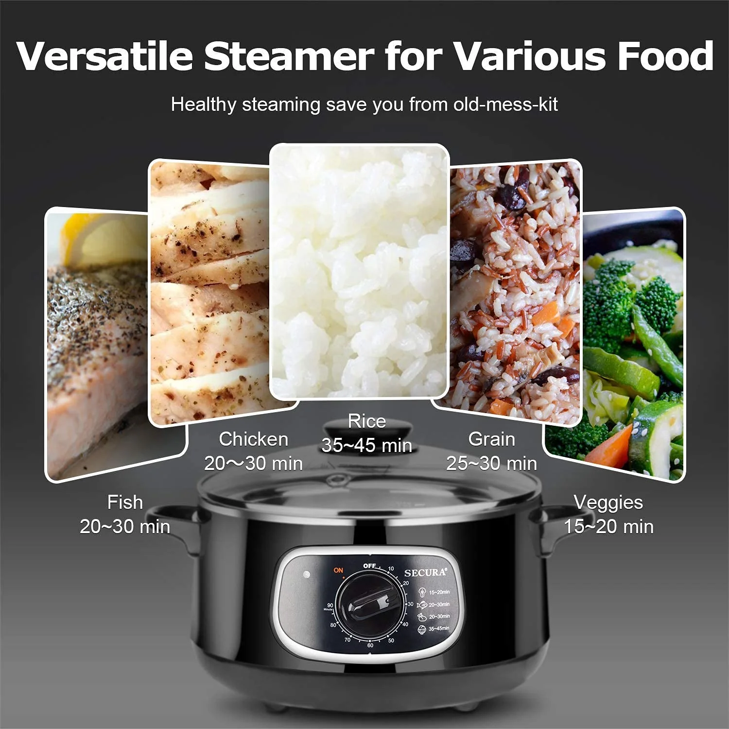 Secura 8.5 Qt Electric Stainless Steel Food Steamer
