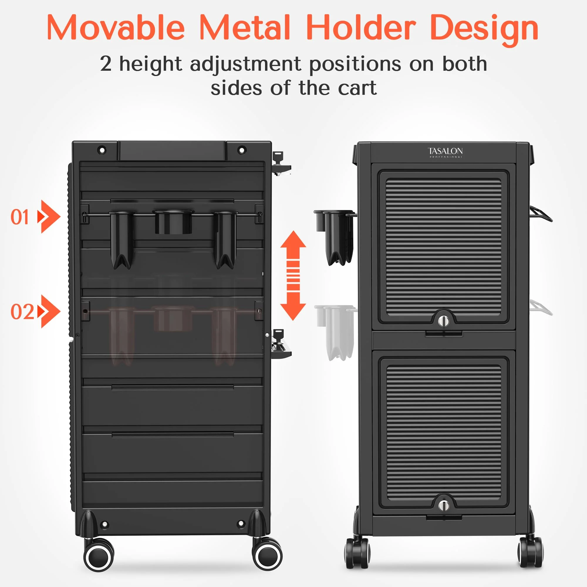 TASALON Lockable Salon Trolley Cart with 6 Drawers