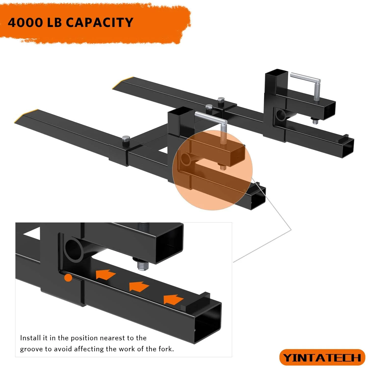 YINTATECH 60 4000lbs Clamp on Pallet Forks Heavy Duty Tractor Forks