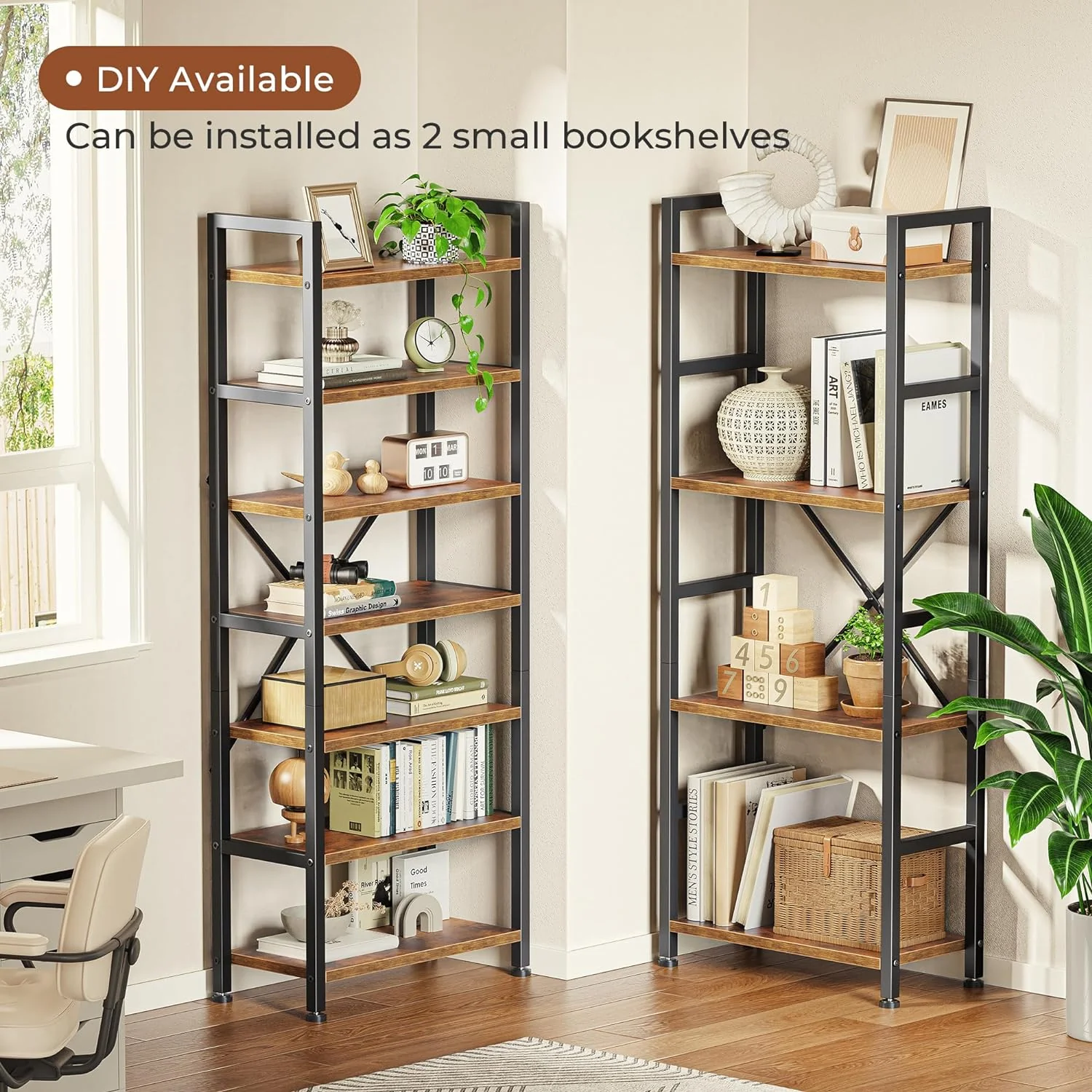 SUPERJARE Triple 4 Tier Bookshelf with 11 Open Display Shelves
