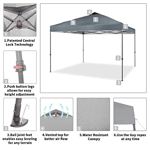 Canopy Tent 10x10 One Push Pop up Canopy Easy Up Canopy Bonus Carry Bag