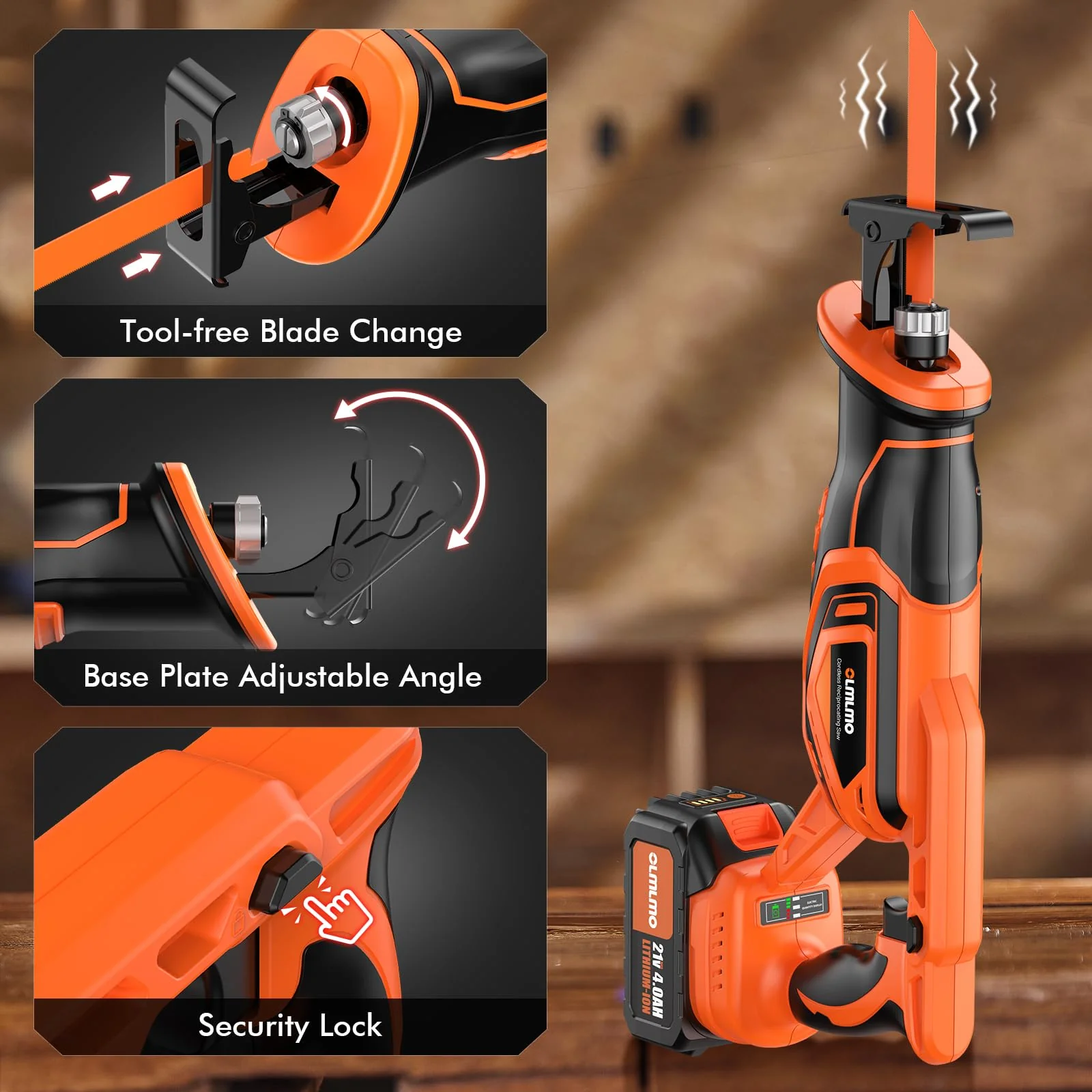 Olmlmo Brushless Cordless Reciprocating Saw