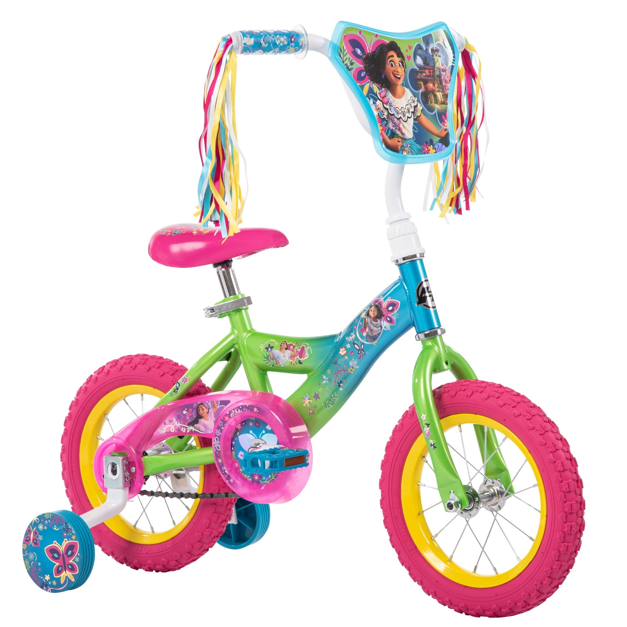 Encanto 12-inch Bike for Girls. Pink/Green/Blue. by Huffy