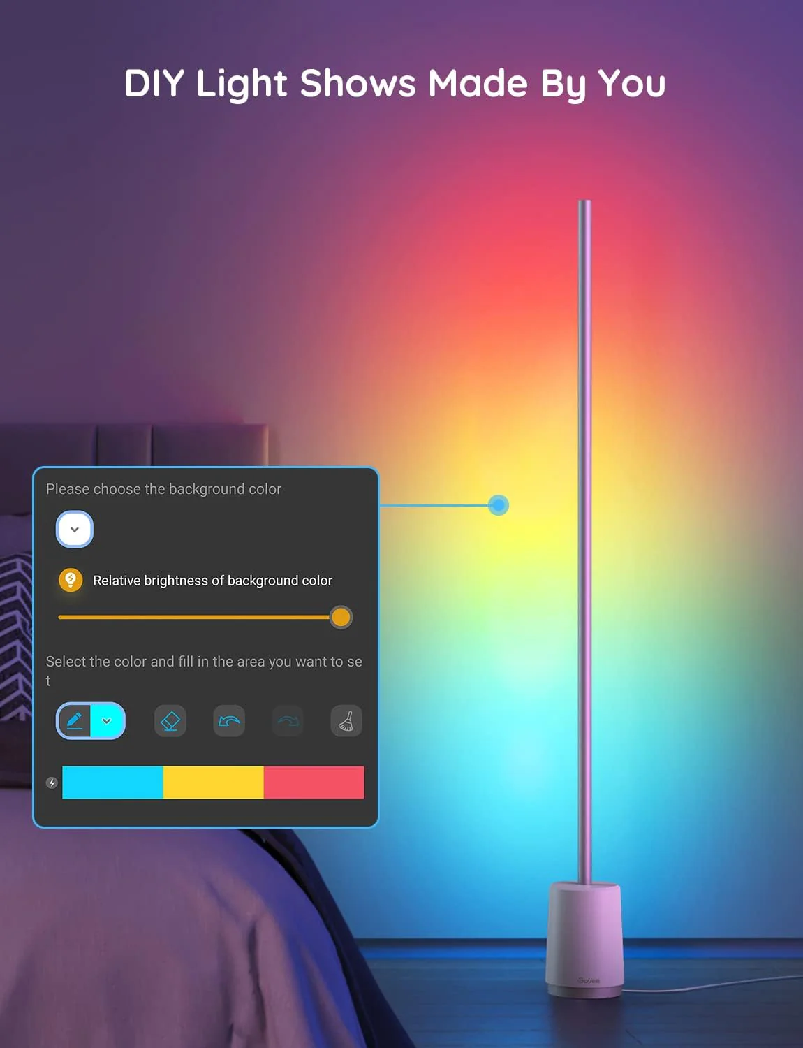Govee Floor Lamp. RGBIC Lyra Color Changing Corner Lamp