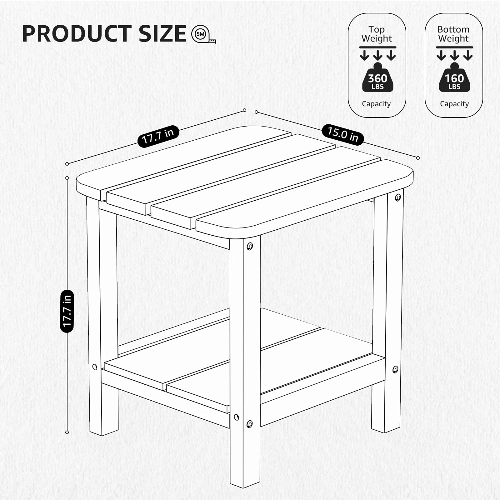 SERWALL Adirondack Table Outdoor Side Table