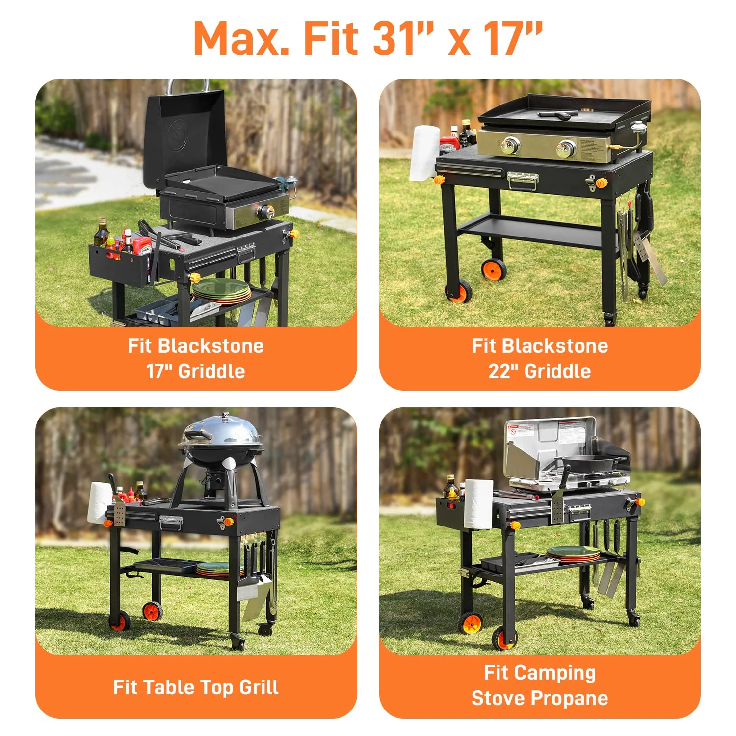 Portable Folding Outdoor Grill Table with Paper Towel Holder
