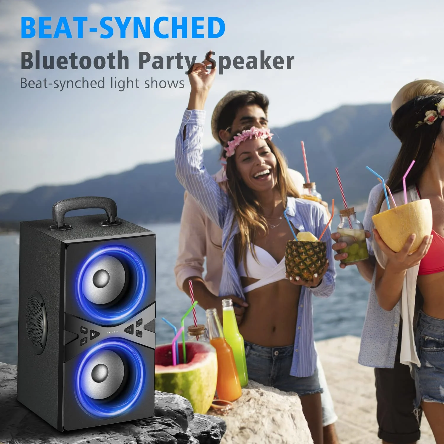 YIER Wireless TWS Portable Bluetooth Speaker with Lights