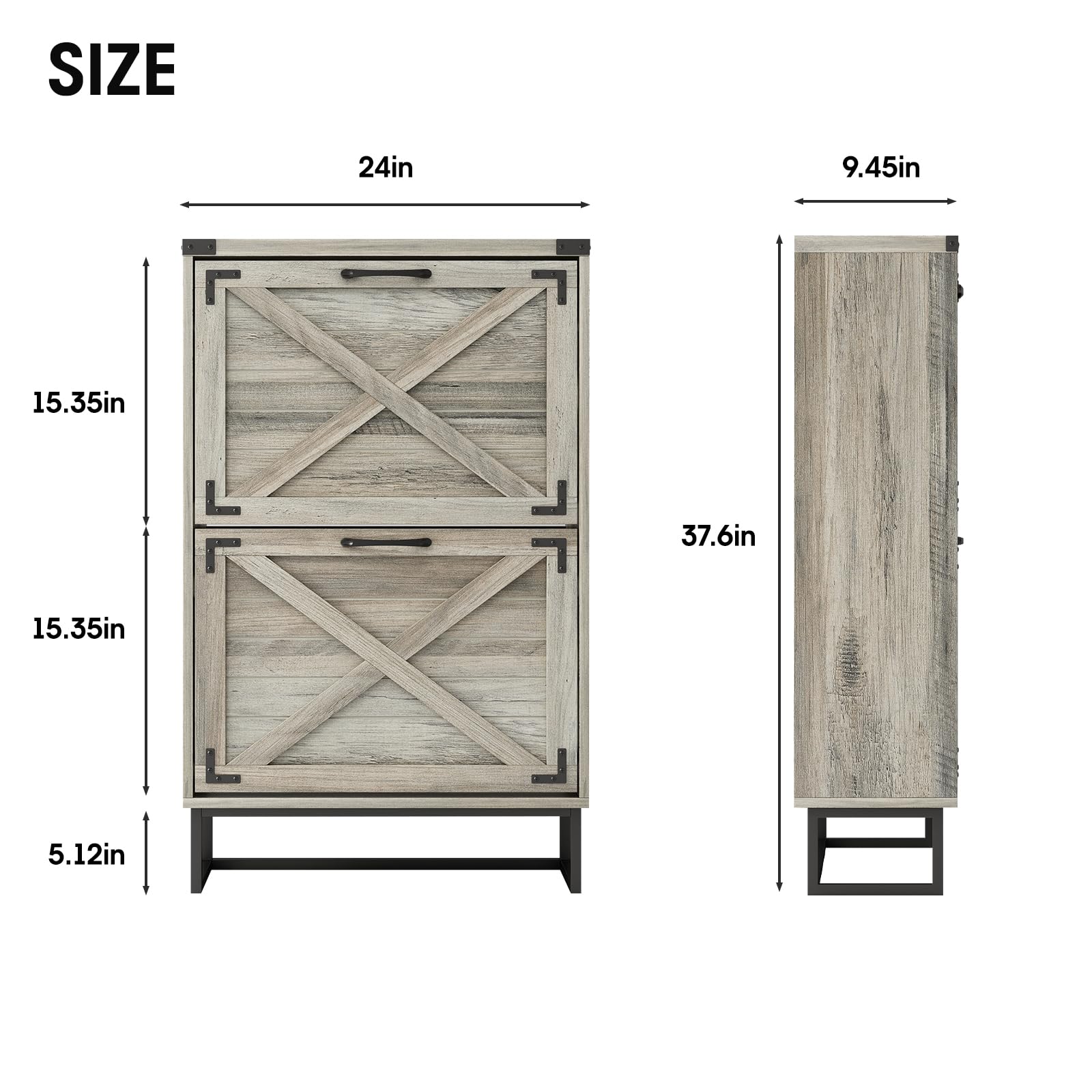 Maupvit 24 W Farmhouse Shoe Cabinet Storage for Entryway