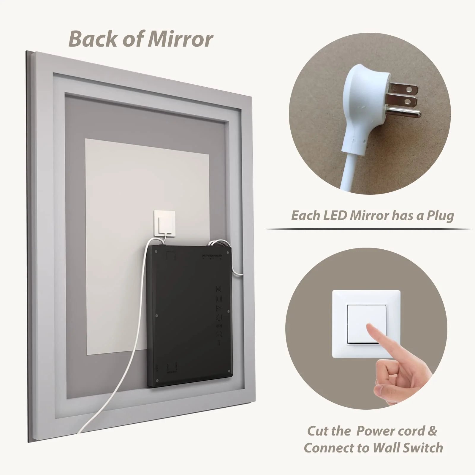ODDSAN 24x36 LED Mirror for Bathroom. Lighted Vanity Mirror for Wall