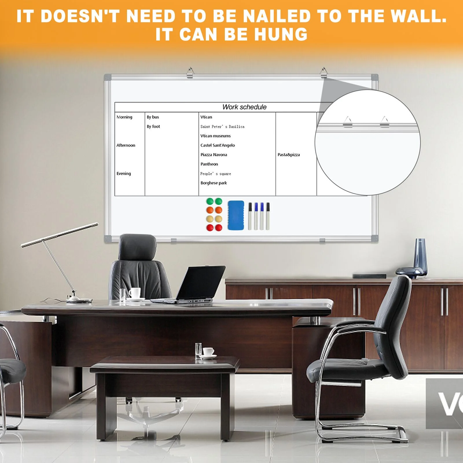 H-Qprobd Dry Erase Board for Wall 72x40 with Long Pen Tray