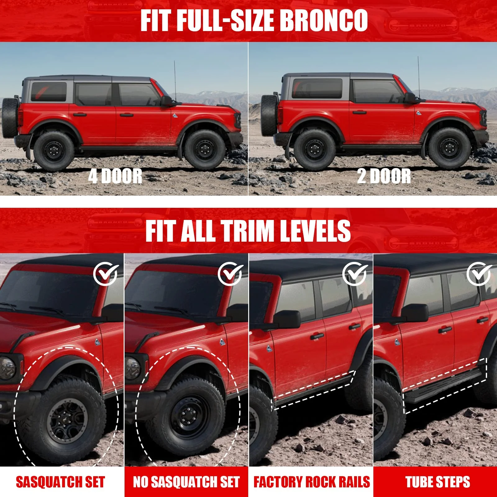 Mabett 4PCS Mud Flaps for Ford Bronco Accessories
