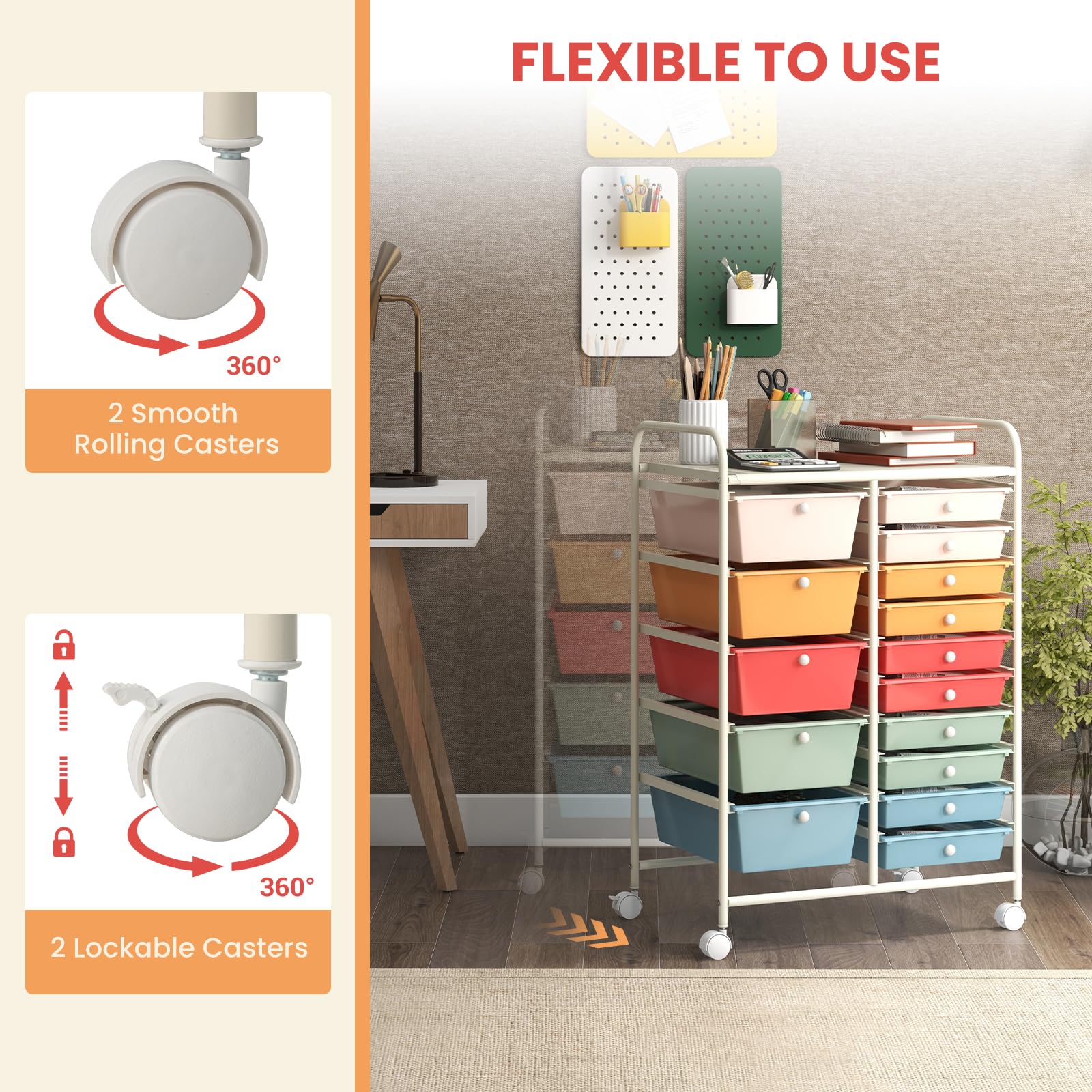 GOFLAME 15-Drawer Rolling Storage Cart