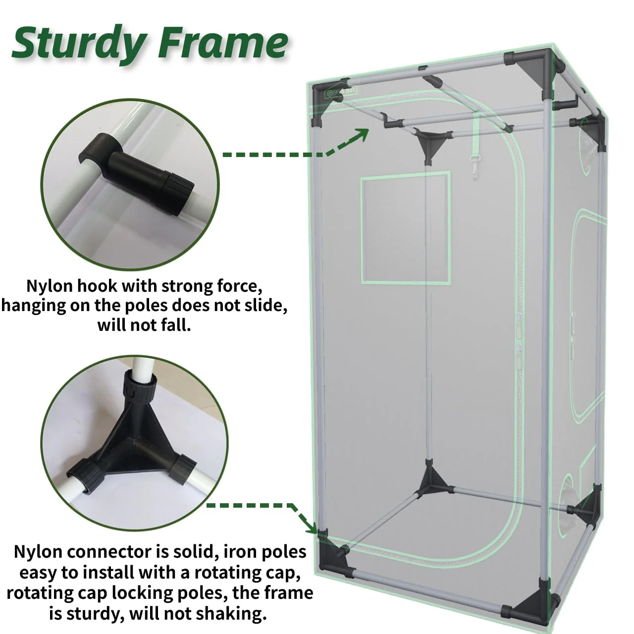 Green hut Grow Tent 96X48X78 600D Mylar Hydroponic
