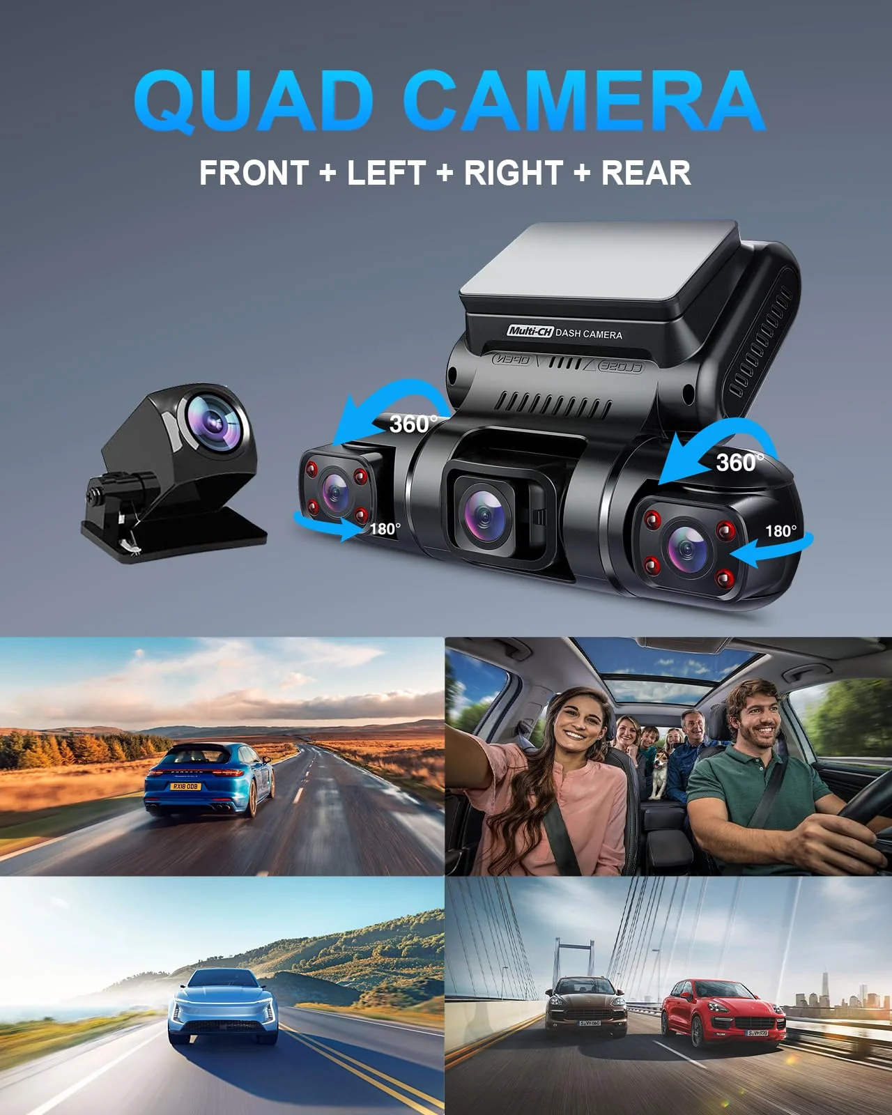 PRUVEEO Dash Cam. 4 Channel Camera FHD 1080Px4