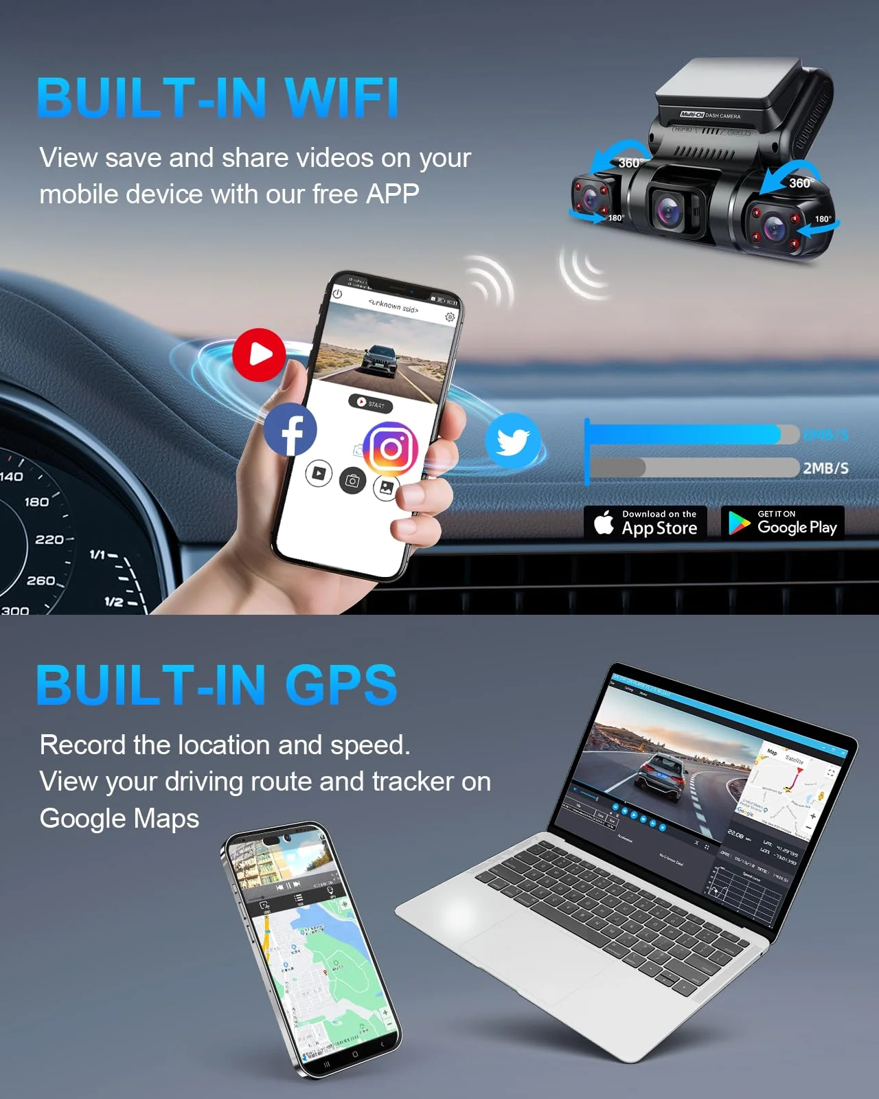 PRUVEEO Dash Cam. 4 Channel Camera FHD 1080Px4