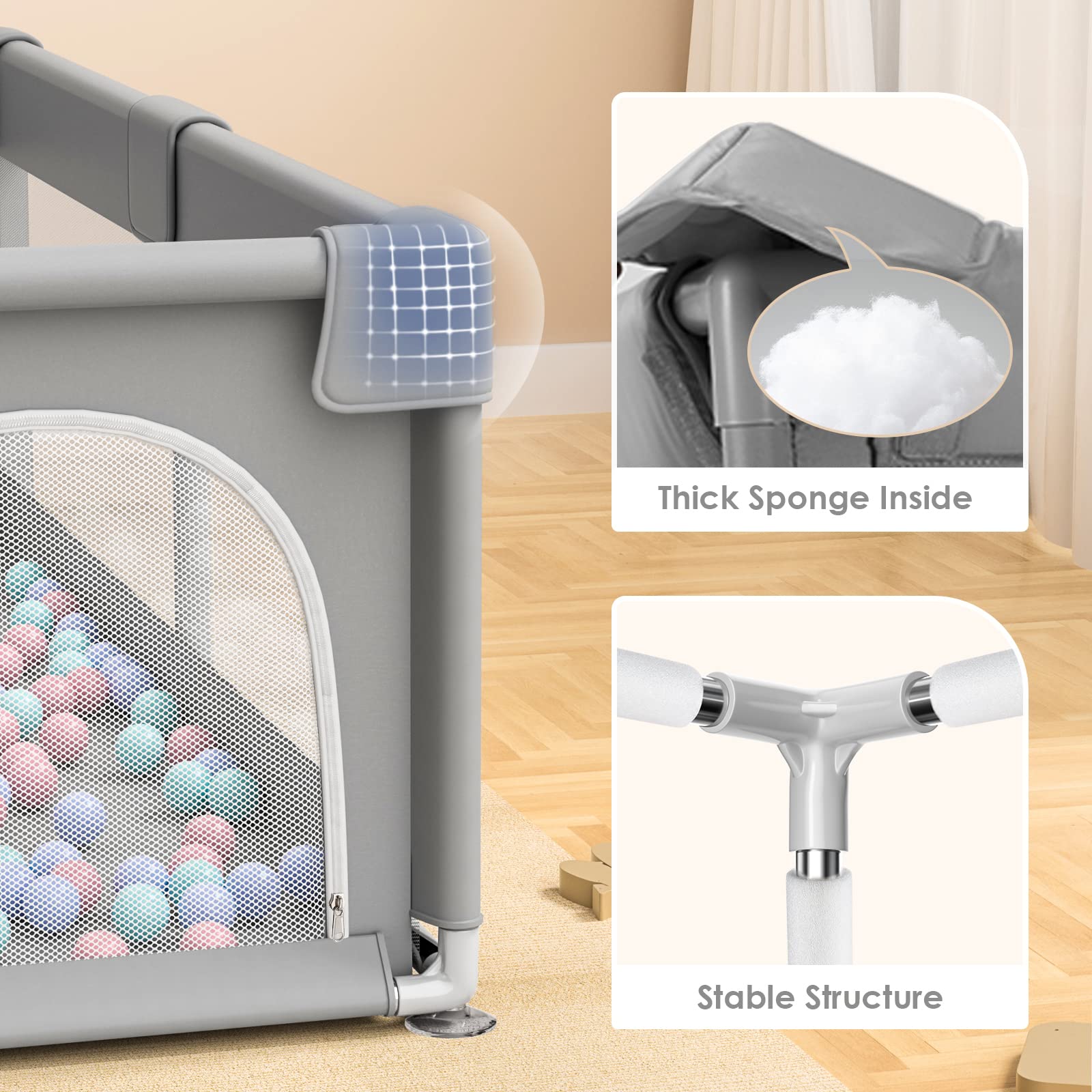 Zimmoo 79 ��71 Extra Large Baby Playpen with Zippered Door and Storage Bag