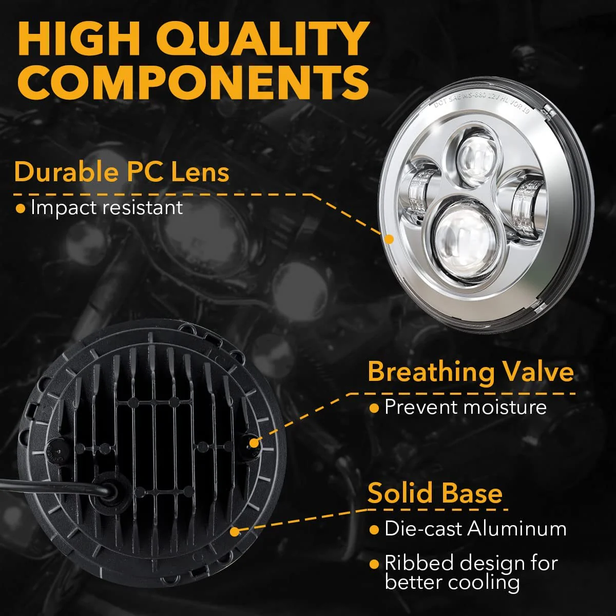 TRUCKMALL 7 inch LED Headlight Fog Passing Lights DOT Kit