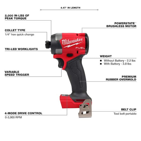 M18 FUEL 18V Lithium-Ion Brushless Cordless 1/4 in. Hex Impact Driver (Tool-Only)
