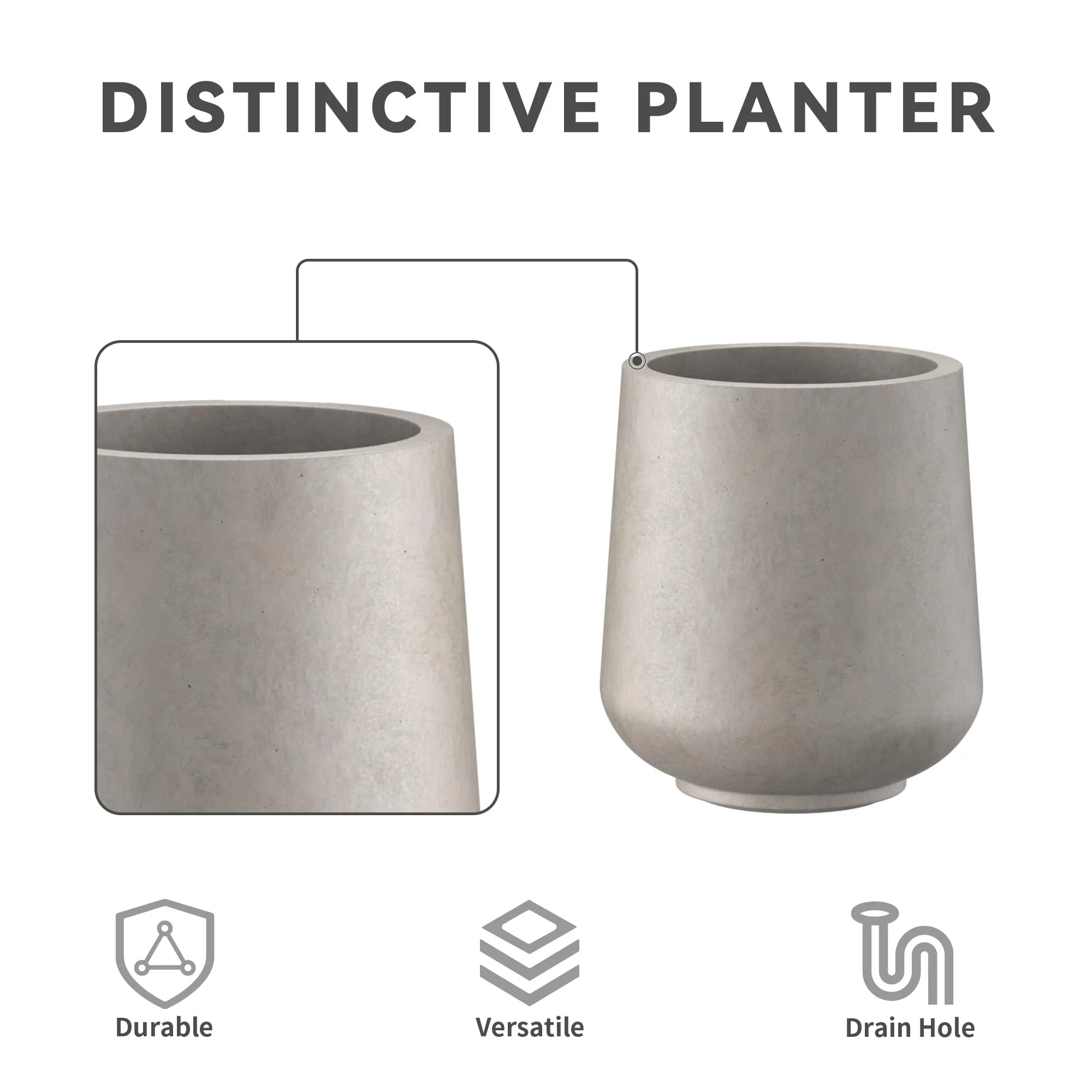 Kante 15.3+11.6+8.2 Dia Round Concrete Planter