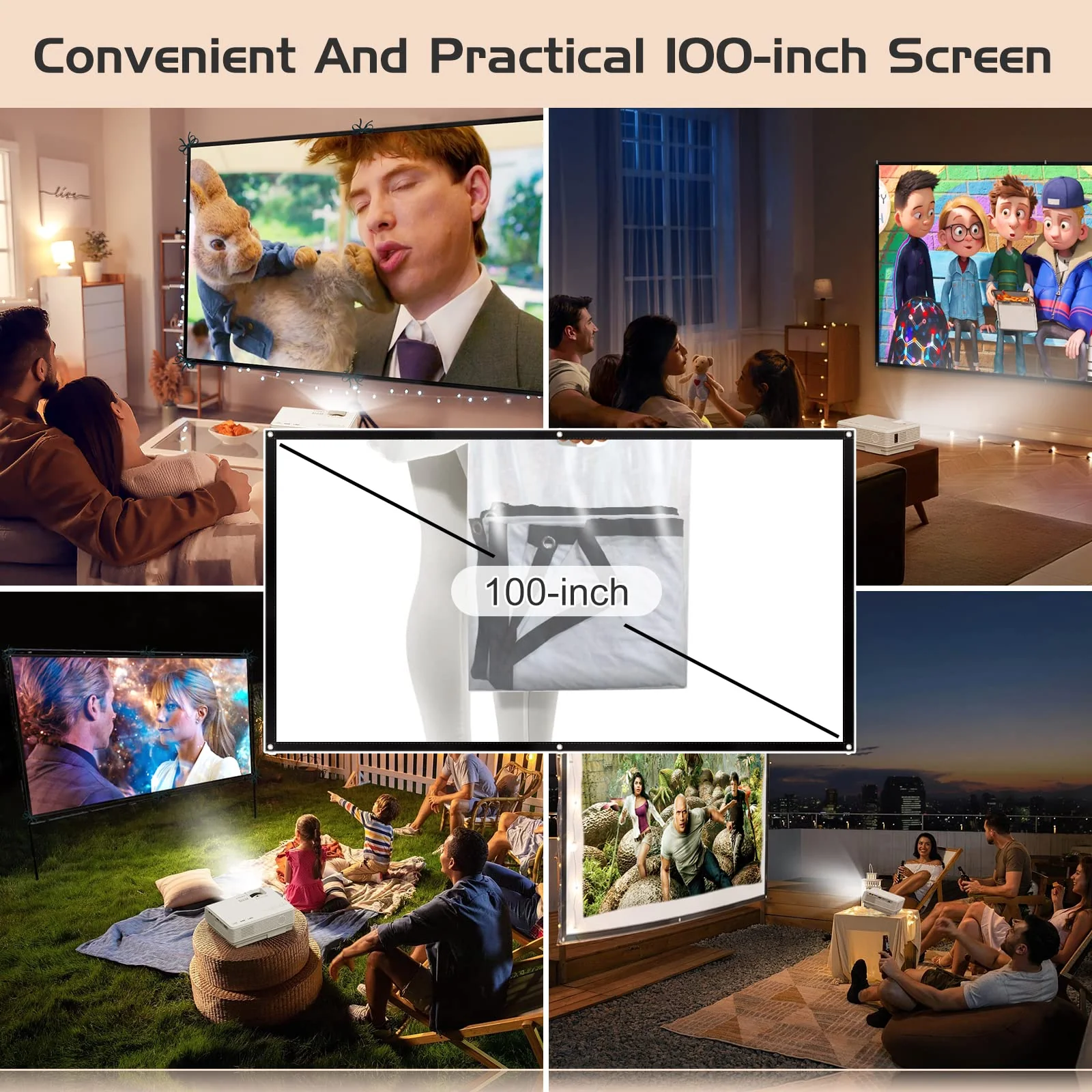 PANSEBA Mini Projector with Bluetooth and Projector Screen