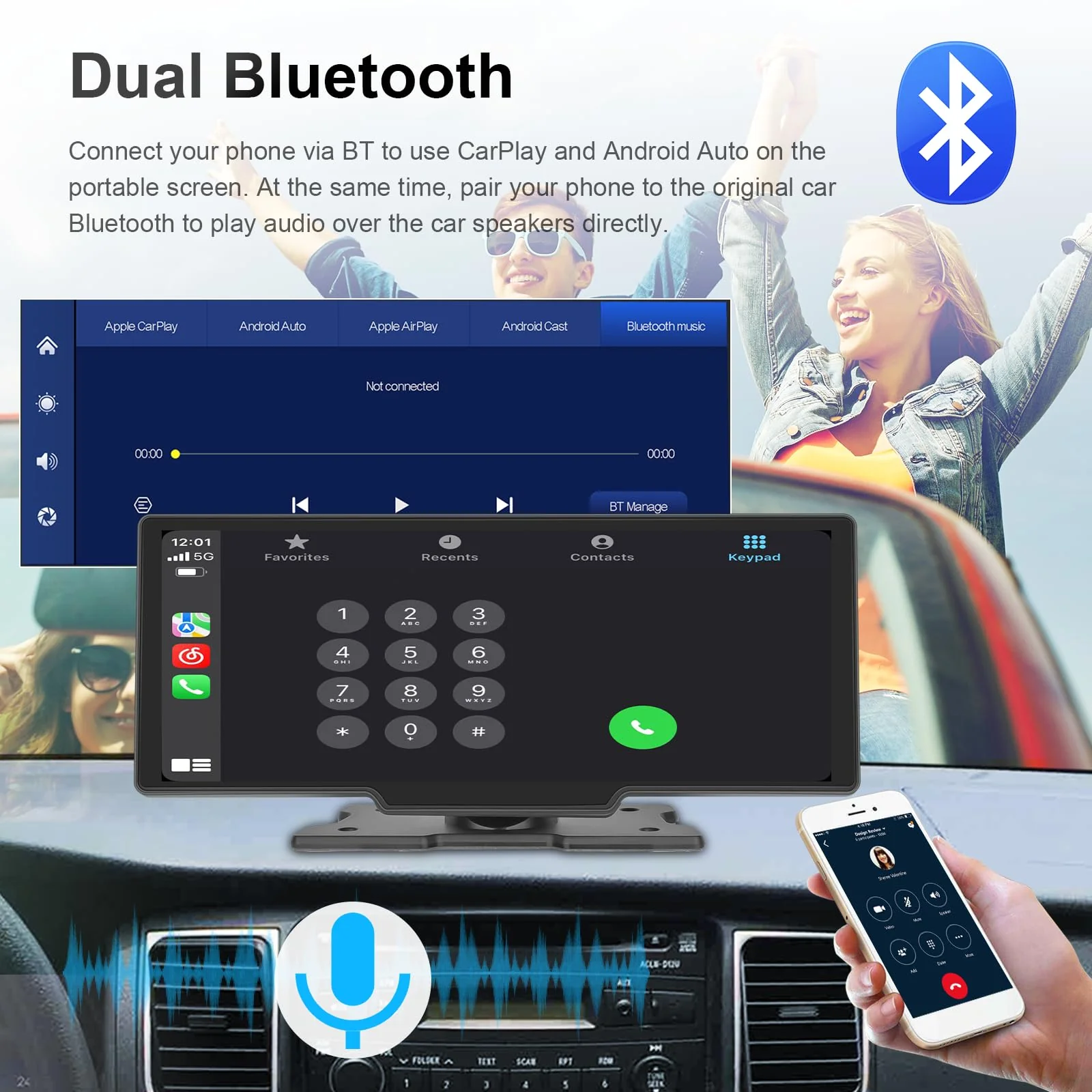 Podofo 10.26 Touchscreen Wireless Apple Carplay